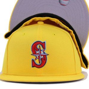 New Era Seattle Mariners 59FIFTY Fitted Hat Cap ZISSOU Canary Yellow